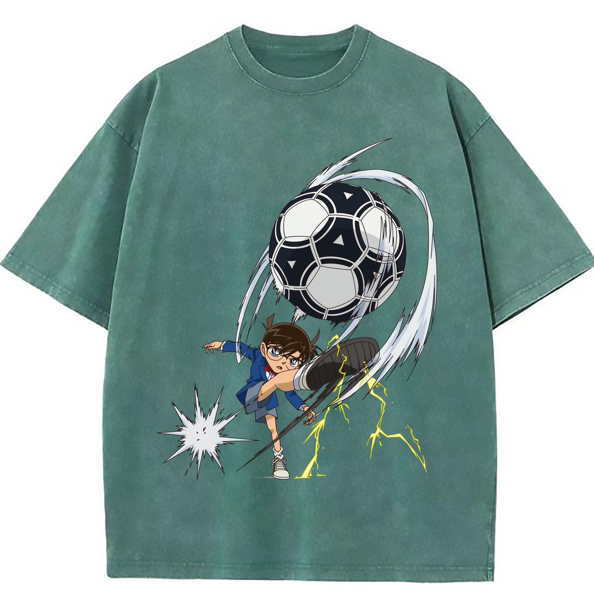 （画像用） 名探偵コナン 江戸川 コナン Detective Conan Conan Edogawa 綿100% ヴィンテージ風 半袖Tシャツ（フロントプリント）